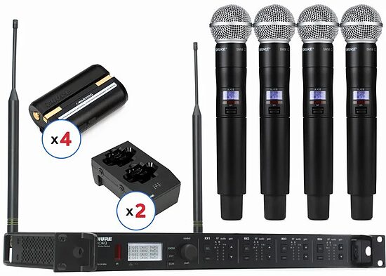 Shure ULXD4Q Quad Wireless System with SM58 Handheld Transmitters